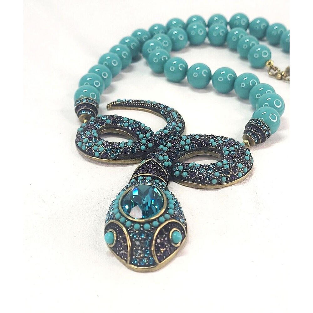 HEIDI DAUS Mystical Snake Swarovski Crystal Necklace 25" Egyptian Revival Swifty